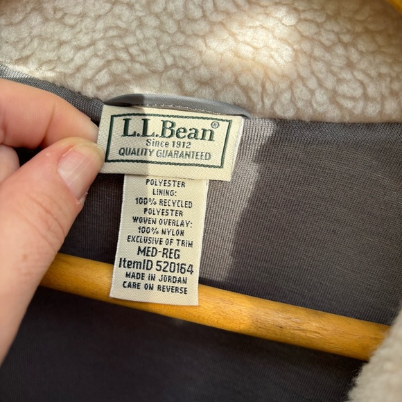 L.L. Bean Sherpa fleece long coat Gray and Cream Jacket medium - Picture 2 of 7